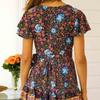 Women's Holiday Bohemian Print Mini Dress Ladies V Neck Summer Beach Sundress