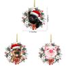 Hanging Cat Dog With Santa Hat Pendant Acrylic Christmas Tree Ornaments  Xmas Gifts