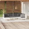 Day and Night - Day and Night Garden Furniture 6 Pieces with White Cushions Solid Pine Wood
