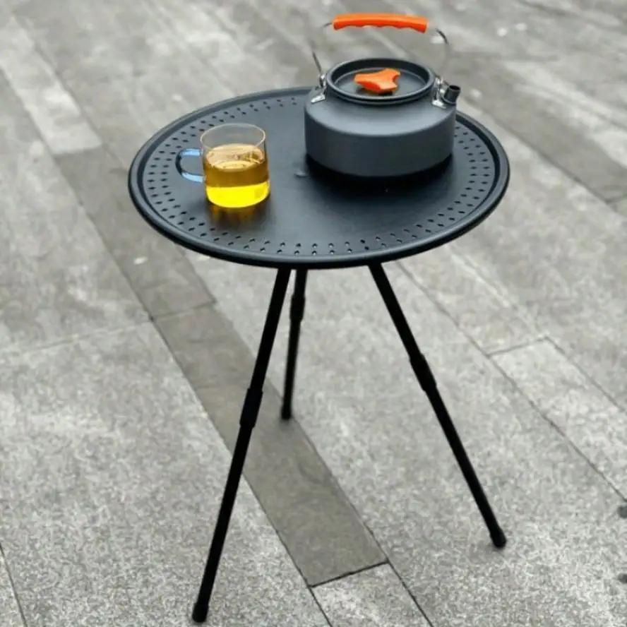 New 1 Pcs Portable Picnic Camping Adjustable Small Round Table Outdoor Aluminum Alloy Folding Table Suitable Outdoor Camp Tools