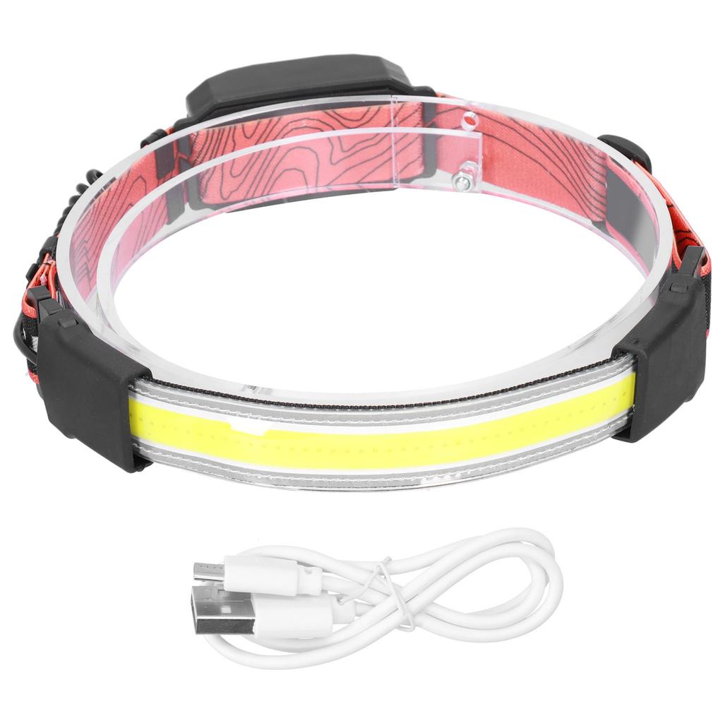 COB LED налобный фонарь с 3 режимами освещения и зарядкой через USB для рыбалки на открытом воздухе, бега, кемпинга