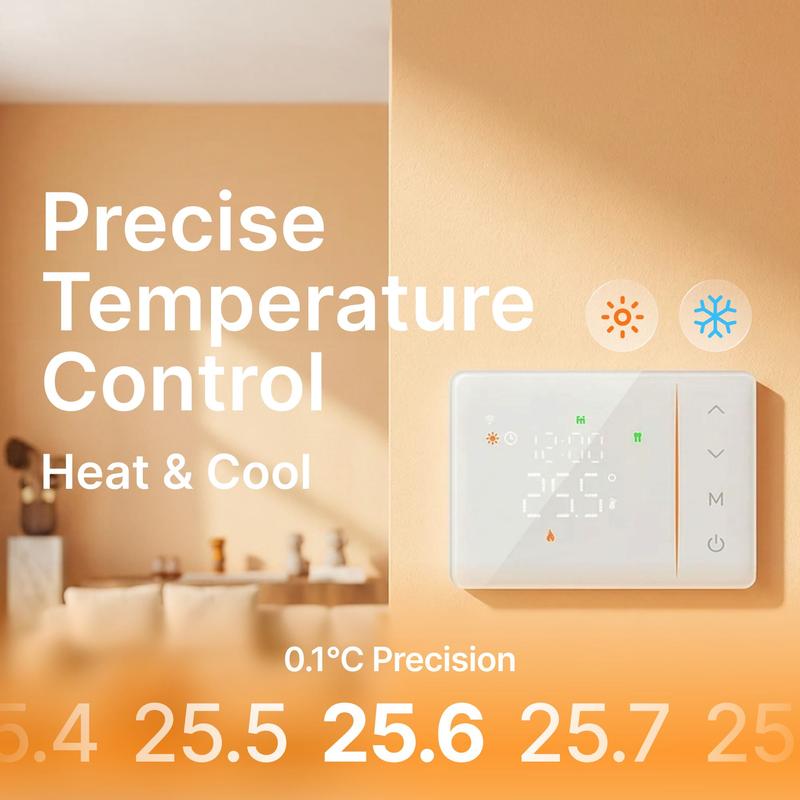 Tuya smart battery powered wifi thermostat gas boiler switch heating/cooling programmable remote control support alexa google
