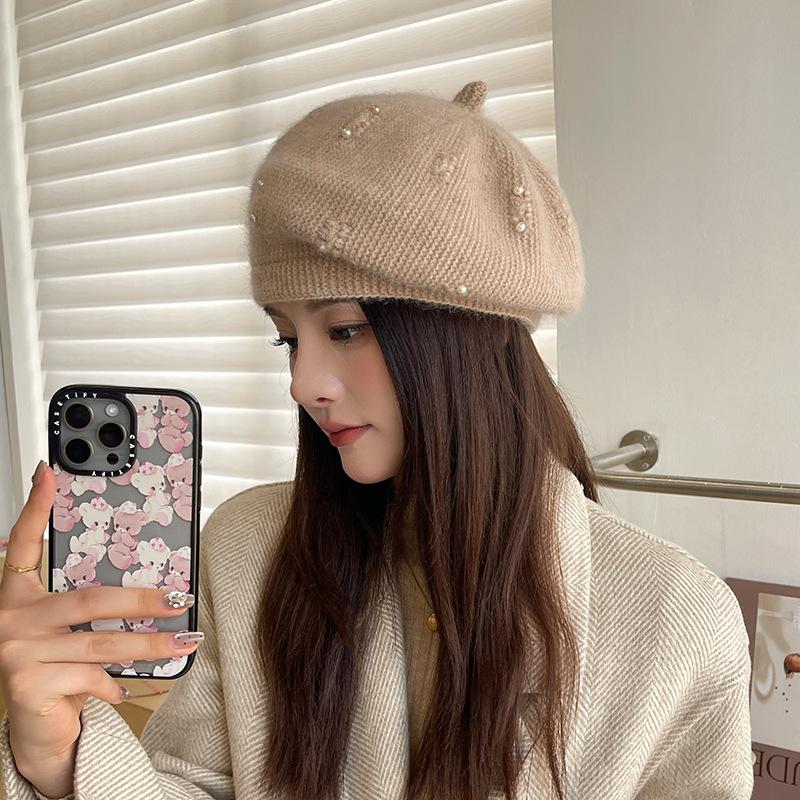 Зимняя теплая шапка, термошапка, женская, берет, эластичная, трикотажная, однотонная, мягкая, плотная, ветрозащитная, декоративная