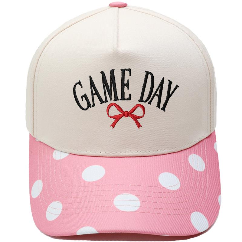 GAME DAY Bow Embroidery Color Matching Truck Hat Race Day Ladies Support Shade Dad Hat