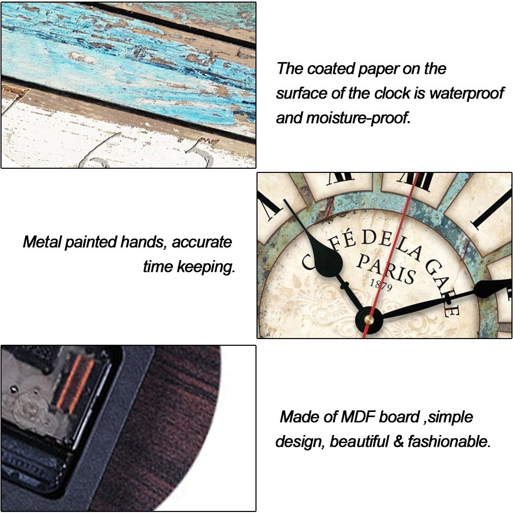 Винтажные настенные часы в стиле шебби-шик деревянные часы с римскими цифрами круглые кварцевые бесшумные подвесные настенные часы для гостиной домашний декор