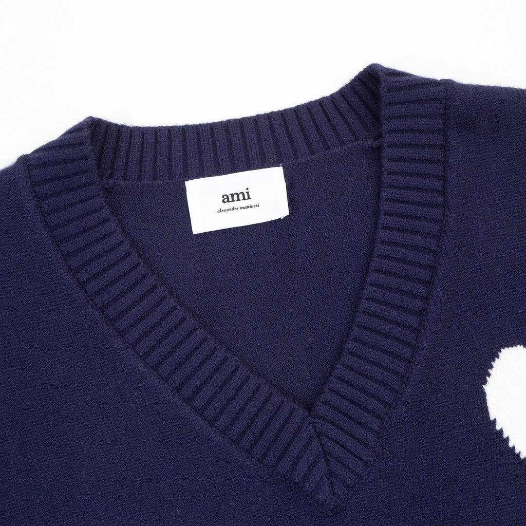 AMI Новый осенне-зимний свитер-жилет для пары с V-образным вырезом без рукавов и надписью «Красное сердце»