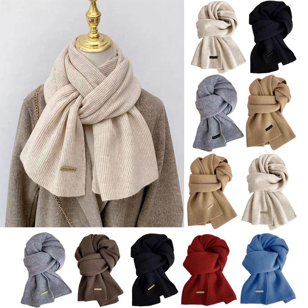 Woolen Cross Scarf Thicken Neck Scarf Winter Warm Knit Scarf Girls