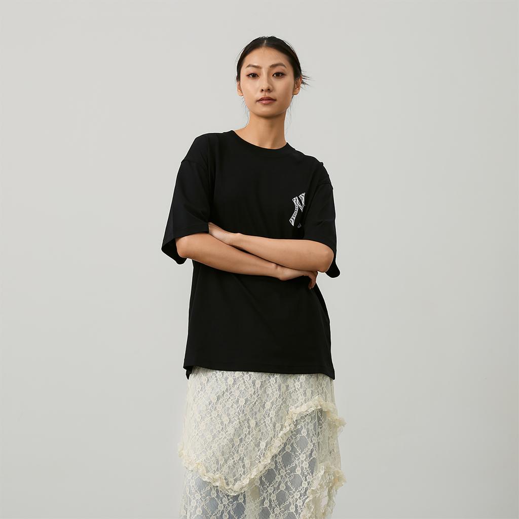 MLB Checkerboard T Shirts Unisex Black Crew Neck Moderate Straight Fit 3ATSO0243-50BKS
