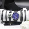 Набор из 5 предметов, повседневные модные часы в простом стиле с деловым циферблатом, включая коробку с браслетом, подходящие для деловых мероприятий