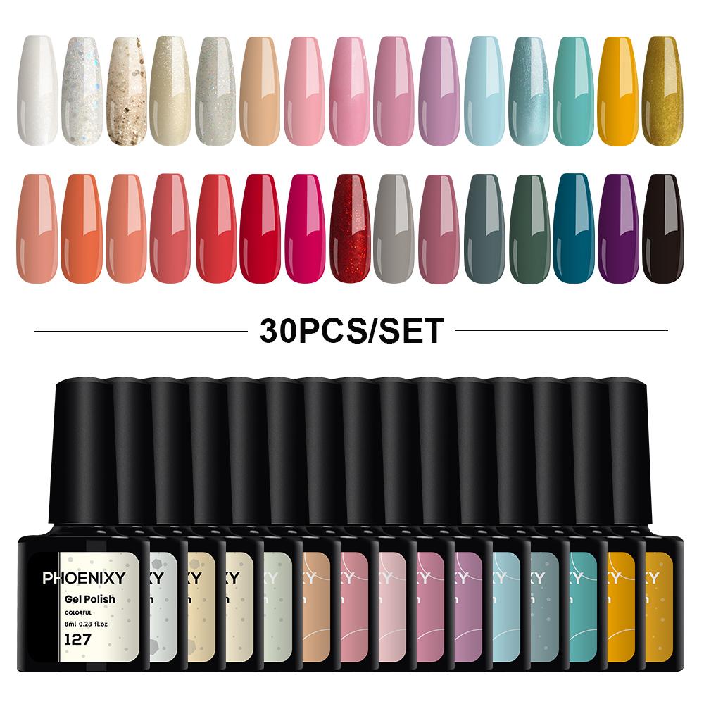 PHOENIXY Набор гель-лаков для ногтей 12/18/20/30/45 шт. Набор 8 мл Гибридный полупостоянный УФ-светодиодный набор для маникюра