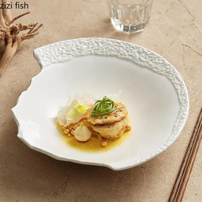 Керамическая миска с креативной текстурой в виде камня, нестандартная миска, толстая миска для супа, салатницы, десертницы, миски для пасты, однотонная посуда