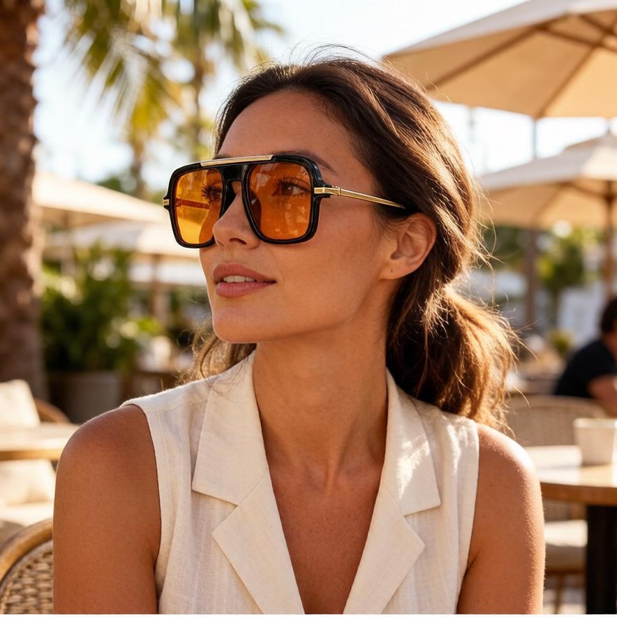 JYL TS Halara square tortoise shell sunglasses, ladies old money shades, face slim UV eyewear