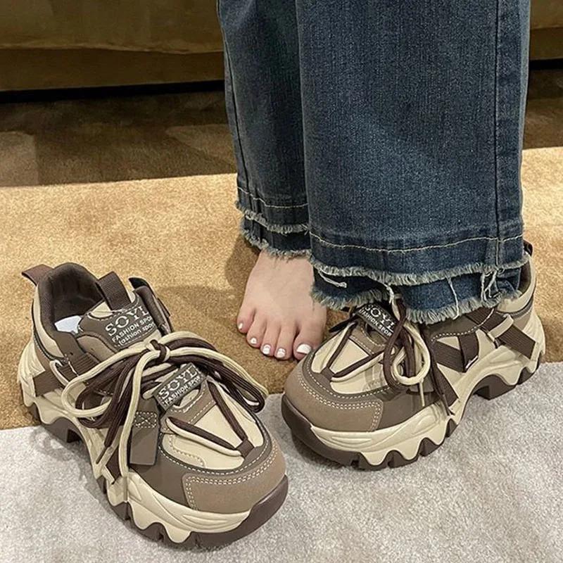 Модные женские кроссовки 2024 года, модные женские туфли на платформе для тенниса, дизайнерские кроссовки, новые толстые подошвы с розами, высокие, из ткани, на шнуровке