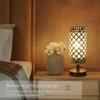 Tomshine Crystal Bedside Table Lamp Decorative Desk Light with Dual USB Charging Port Modern