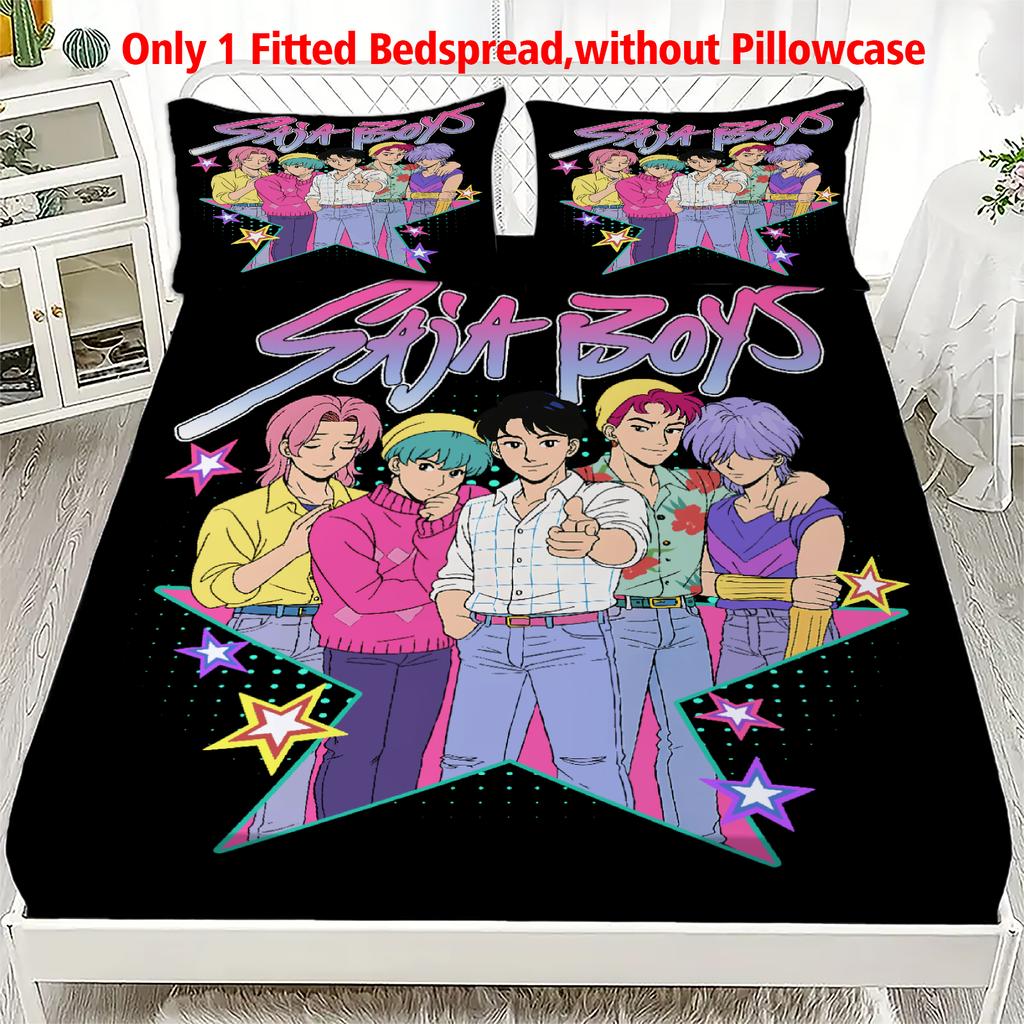 1PC K-POP Fitted Sheet D-Demon H-Hunters Soft Polyester Bed Cover Fitted Sheet With Elastic Band Home Decor No Pillowcase