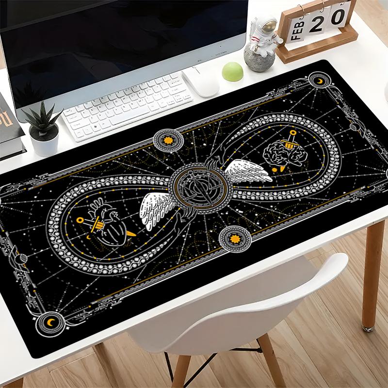 Wlack Mouse Pad Wings of the Holy Sword Office Desk Mat Computer Mousepad Gaming Accessories Keyboard Pad White Large Mausepad