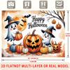 Party Backdrop Halloween Flat Spanish Language Holiday Cute Ghosts Pumpkins Hanging Celebration Photo Booth Front Door Decor