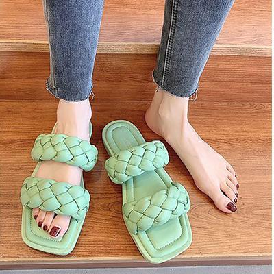 Женские летние новые сандалии на плоской подошве с толстой подошвой в стиле ретро, ​​тканые тапочки