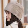 Mink Hat Female Winter Middle-aged and Elderly Mother Ear Protection Bag Head Mongolian Beret Imitation Fur Top Hat Fashionable Warm Hat