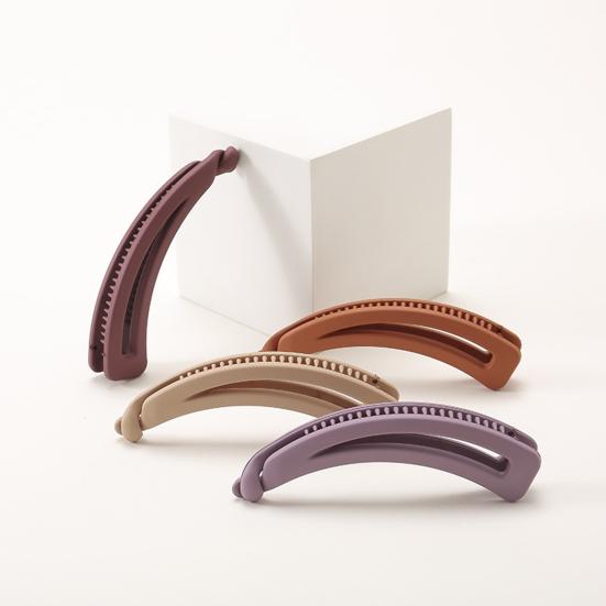 Women Horsetail Hair Claw Banana Shape Plastic Back Head Hair Clip Simple Elegant Hairpin Head Accessories