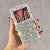 Rhinestone Travel Makeup Box with Mirror & Mini Brush Set
