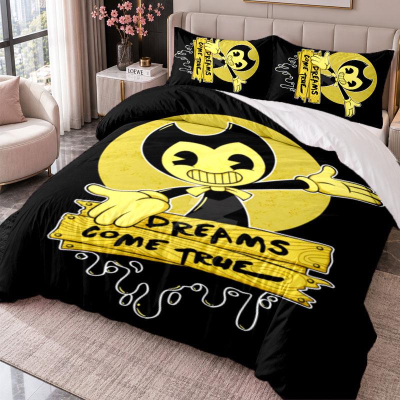 Bendy and the Ink Machine 3Pcs Bedding Set Duvet Cover With Two Pillowcases For Bedroom Home Decoration