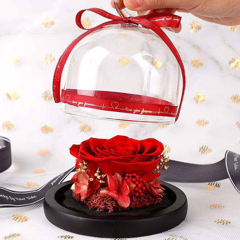Filia eternal flower love glass cover rose gift box dried flowers do not wither flower bouquet