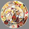 50 Chinese Style Musical Instrument Graffiti Stickers Cartoon Creative Ancient Style Suona Decorative Mobile Suitcase Stickers