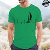 Sailing Heartbeat Pattern Men's 3D Printed T-shirt Summer Fashion Sailing Ekg Short Sleeved Top Casual and Comfortable Round Neck Streetwear