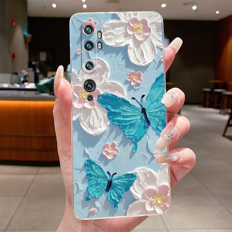 Phone Case For Xiaomi Mi cc9 Pro/Mi Note 10/Mi Note 10 Pro Butterfly Bow Protective Casing Transparent Soft Silicone TPU Cover