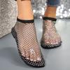 Sandals Women's Fishnet Stockings Cut-out Low Heel Flat Sandals Women