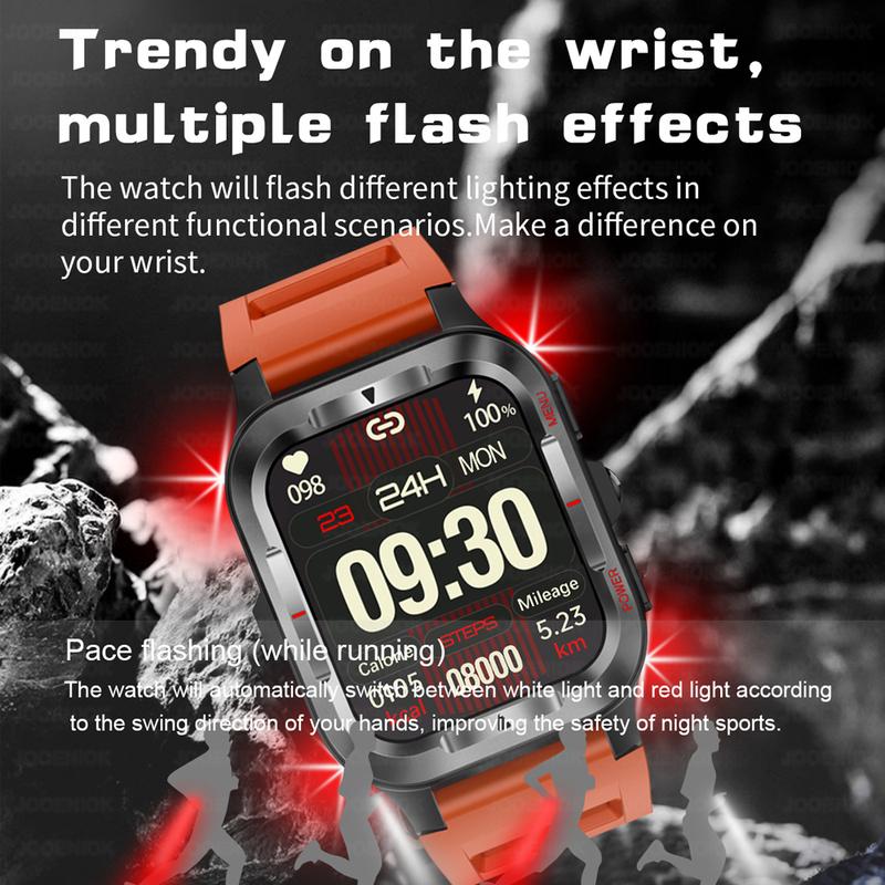 Military Grade SmartWatch Men LED flashlight Waterproof Sports Fitness Tracker Health Monitor BT Call Smartwatch For Android iOS