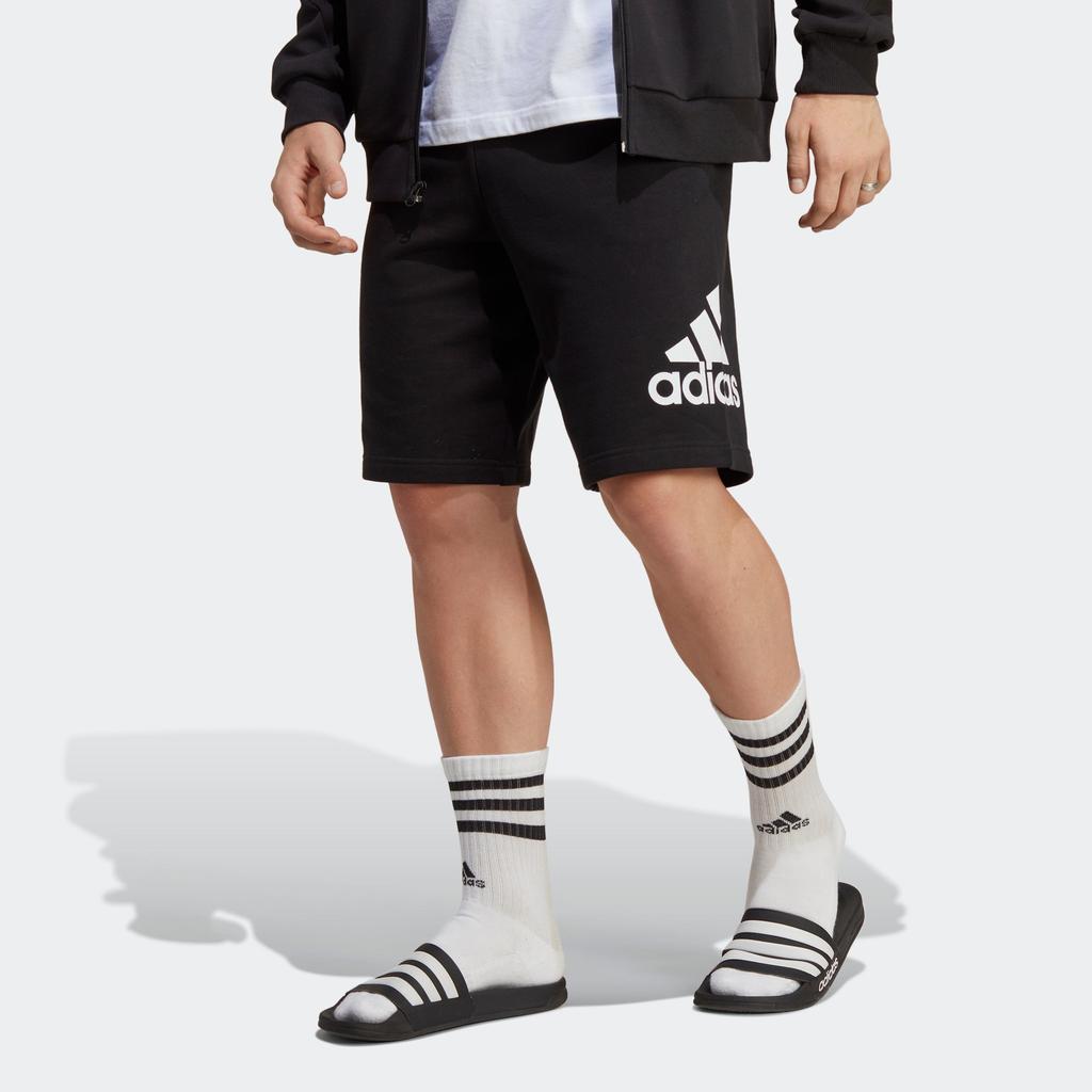 Adidas Шорты из френч терри Essentials с буквенным логотипом, мужские шорты, черные IC9401