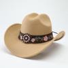 Soft Fedora Hat Floral Embroidery Sun Hat Vintage Felt Western Cowboy Hat  Travel Outdoor