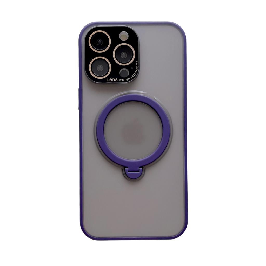 Applicable To iPhone15 Matte Magnetic Mobile Phone Case Apple 14 Invisible Rotating Bracket All-inclusive Lens 13 Protective Case