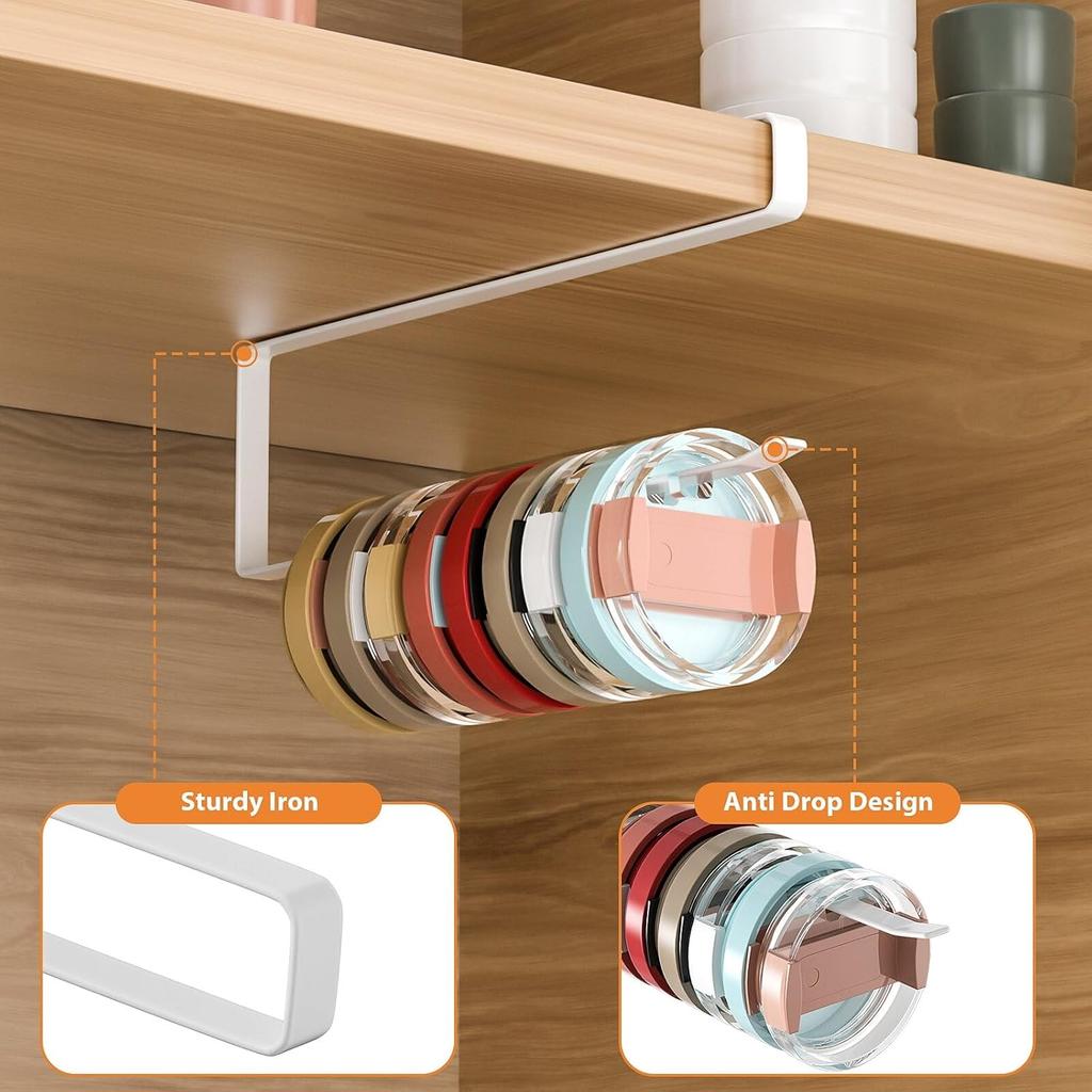 2 Pack Tumbler Lid Organizer, Premium Cup Lid Organizer Up to 20 Lids, Easy to tall Lid Holder, Space Saving Tumbler Lid Storage for Kitchen