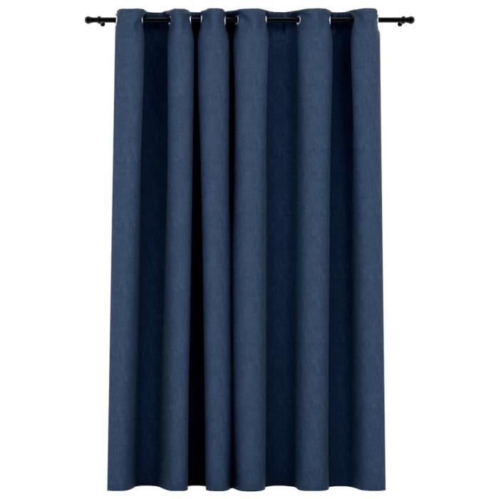 VidaXL Blackout Curtain Linen Look with Eyelets Blue 290x245 Cm