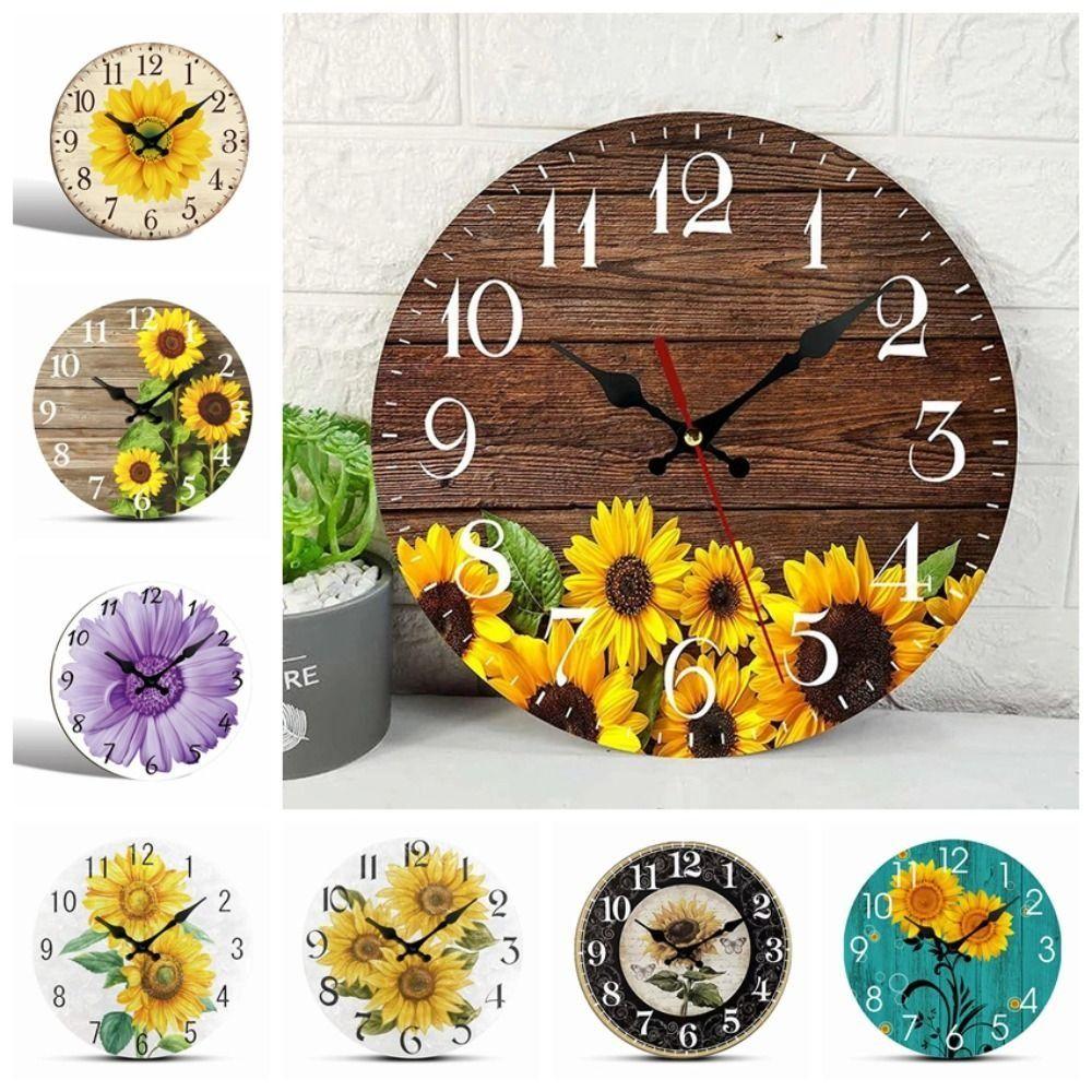 Современные Бесшумные Настенные Часы Деревянные Подвесные Настенные Часы Декор Креативные Часы Подсолнух Кофейня
