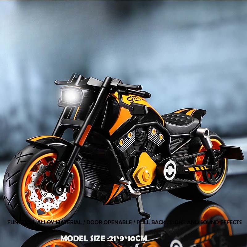 Моделирование 1:10 Литых Моделей Мотоциклов Harley Винтажных из Сплава Со Звуком и Светом Коллекция Игрушечных Мотоциклов Миниатюрные Автомобили
