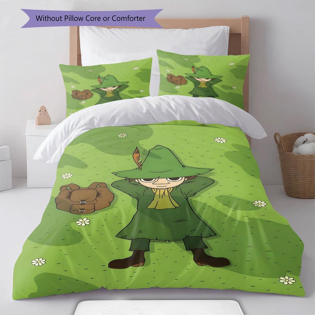 Snufkin Pattern Bedding Home Decoration Birthday Gift ( 1 duvet cover + 2 pillowcase, without core),fan merchandise.