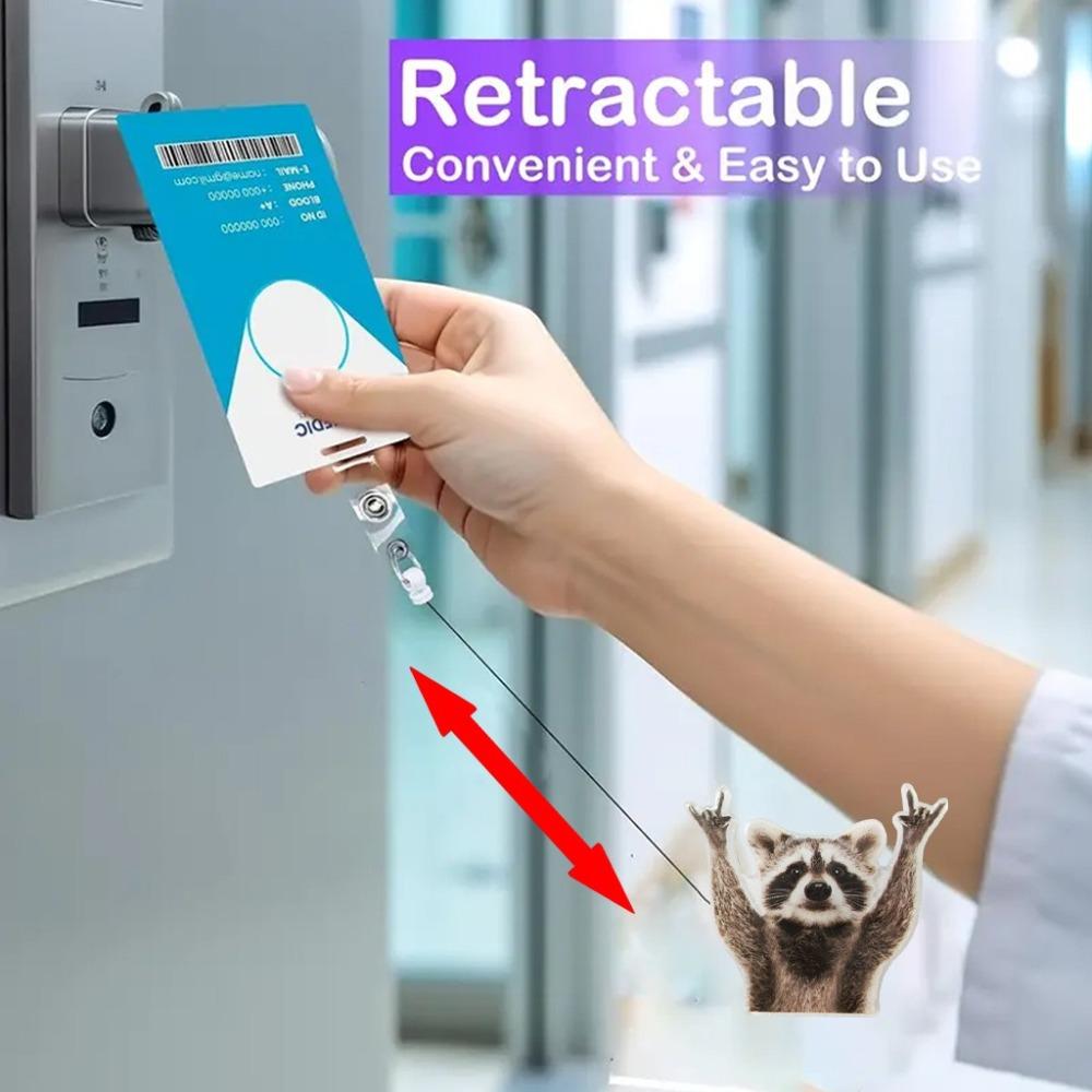 Забавный клип для бейджа с енотом, держатель для бейджа-рулетки для медсестры, врача, офисного работника, декор для ID-карты