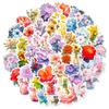 50 Flowers Mix & Match Stickers, Cartoon Plants, Flower Elements, Handbook Stickers, Rich Flowers