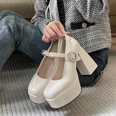 Туфли женские кожаные на высоком каблуке в стиле ретро 2025 года, универсальные туфли Мэри Джейн с неглубоким горлом и круглым носком