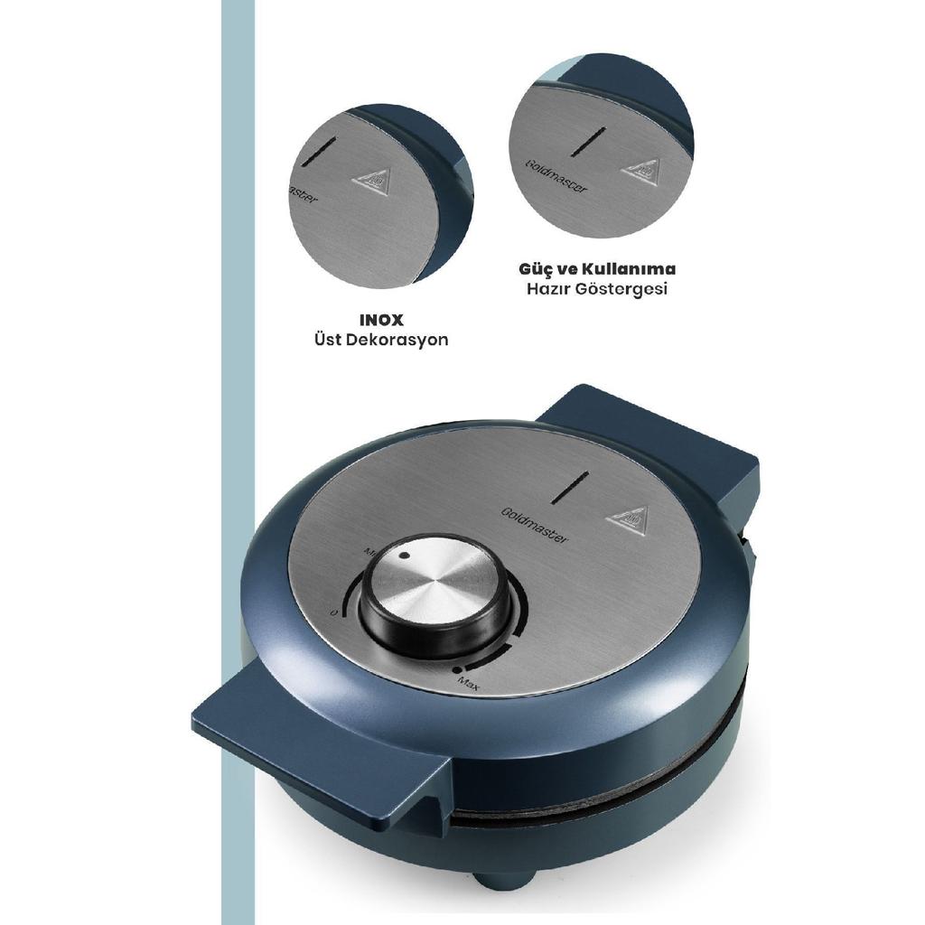 Bonbon 1000 W Deep Plate Heat Protected Waffle Maker Aegean Blue