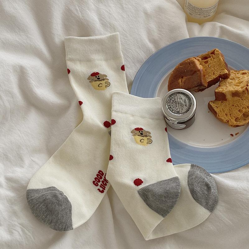 Женские весенне-осенние цветные полосатые милые мультяшные носки-гольфы в колледжском стиле