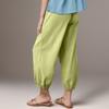 Женские модные однотонные хлопковые льняные повседневные брюки с эластичной резинкой на талии и карманами