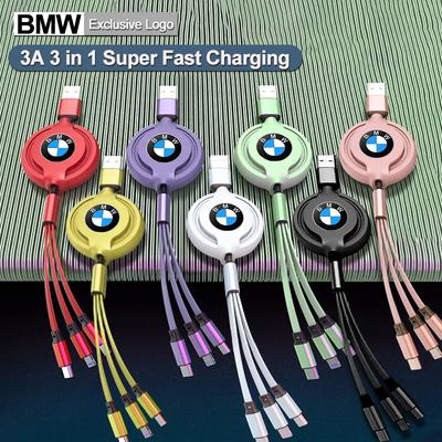 BMW Car Three-in-one Data Cable Retractable Charging Cable Sticker For Performance F30 X7 E91 F40 E90 F20 E60 E28 X1 X6 E39 E36 X111