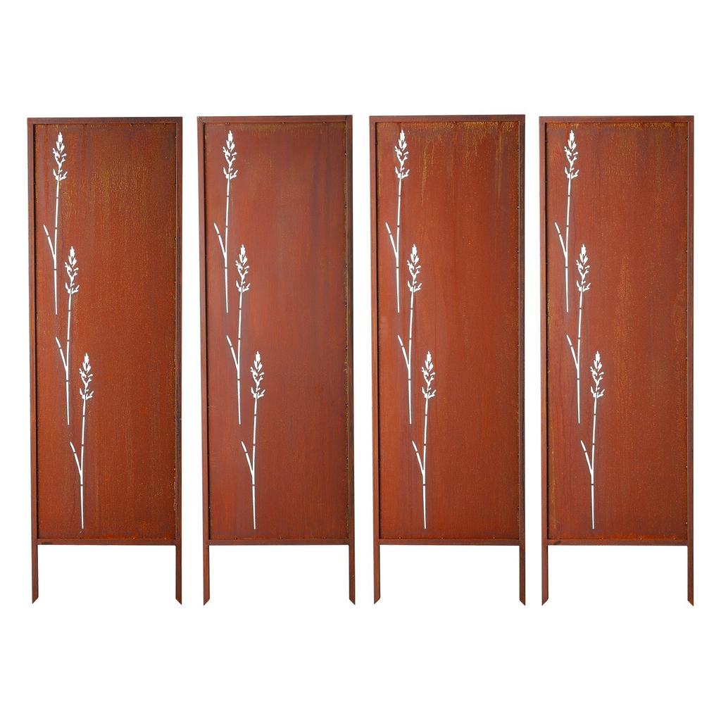 Metal Privacy Screen, 50 x 160 cm Freestanding Modern Privacy Fence, Garden Divider Panel with Extended Ground Stakes & Carbon Steel Plate,