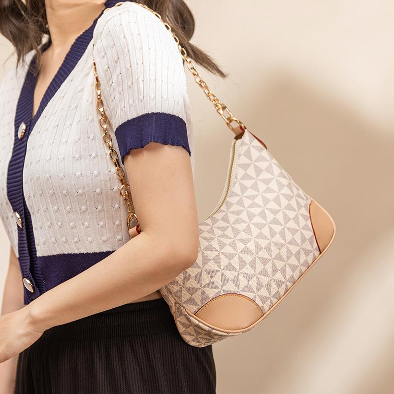 Women's Bag, Single-shoulder Crossbody Bag, Classic Printed Chain Bag, Trendy and Versatile Underarm Bag, Color-blocking Handbag