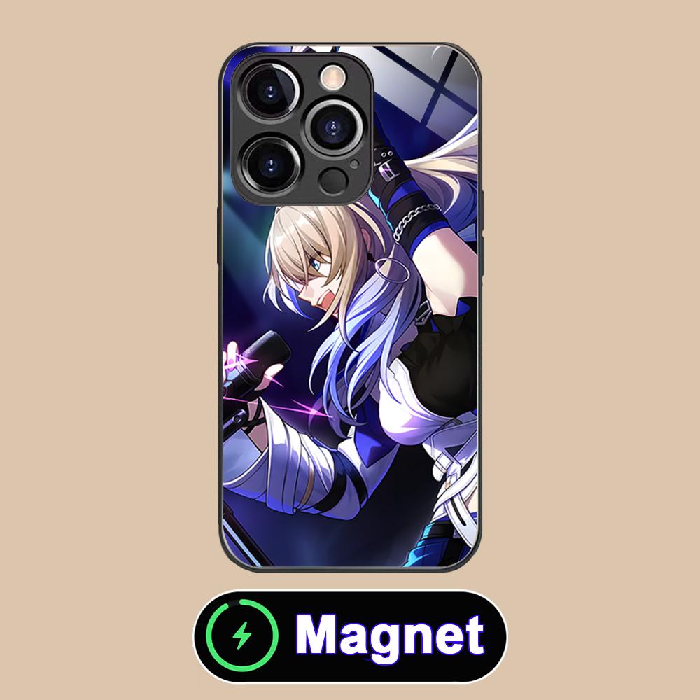 HSR Serval Стеклянный чехол MagSafe для мобильного телефона iPhone 17 16 15 14 13 12 11 Air Pro Max Plus Mini Цветной чехол